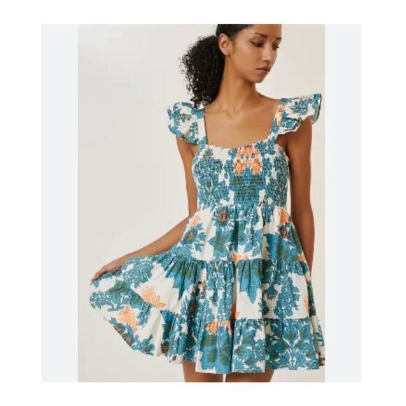 Forever That Girl Floral Sweetheart Pattern Ruffle Mini Dress Anthropologie - Picture 1 of 6